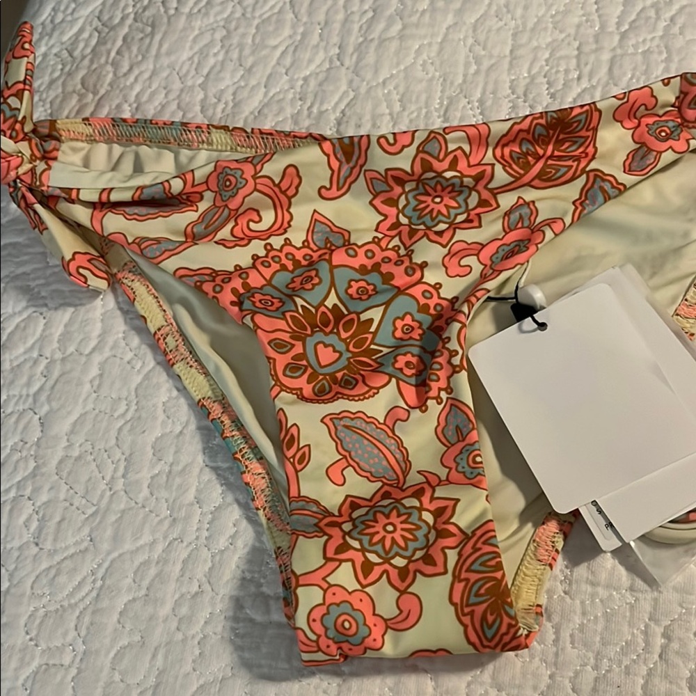 Zimmermann Floral Bikini Bottoms in Coral and Cream